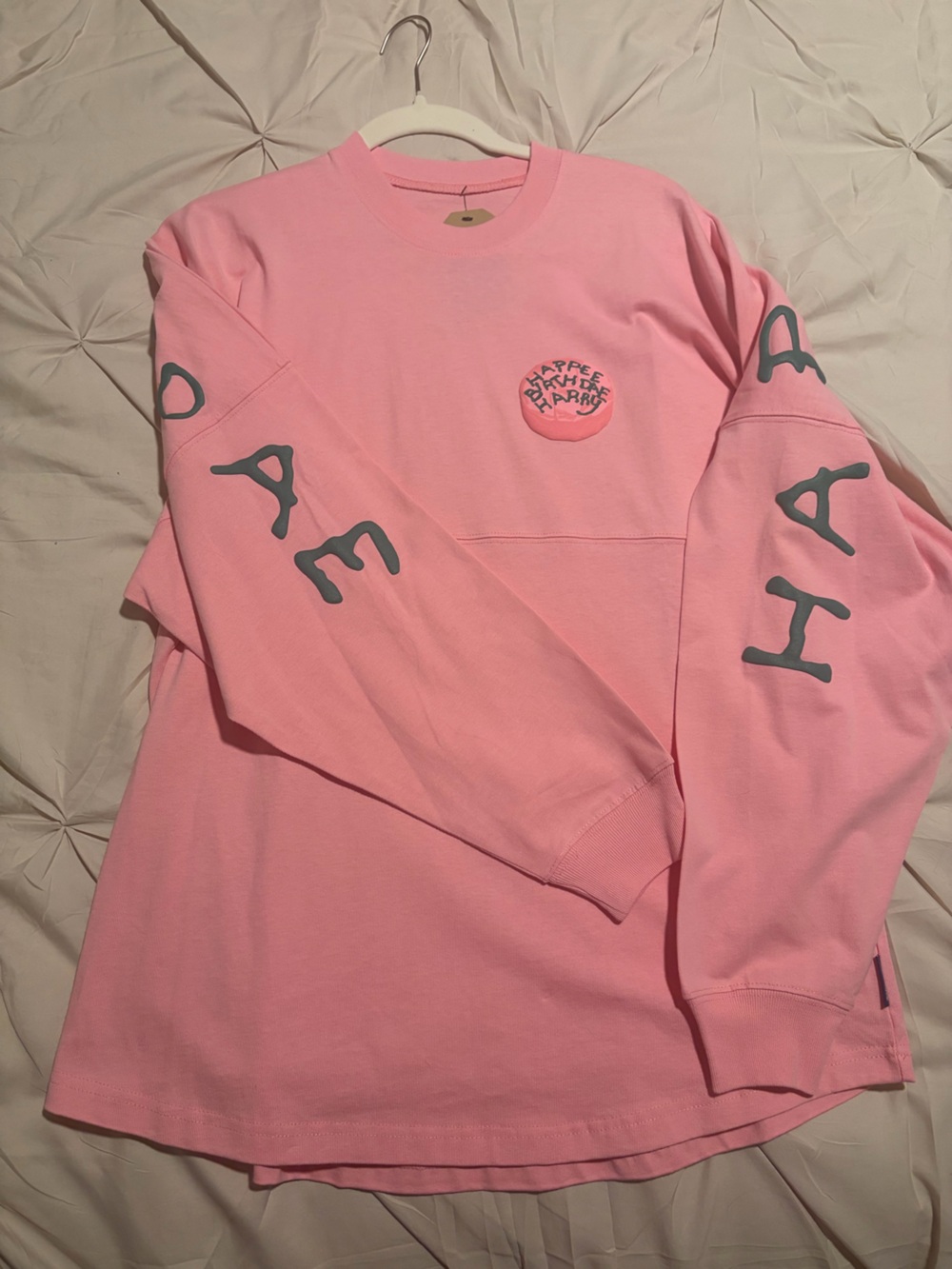 Pink Harry Potter Graphic Long Sleeve Tee with Sleeve Text